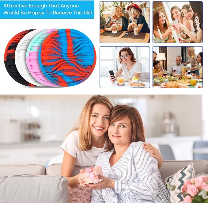 6 Pcs Rubber Drink Coasters Holder Silicone Cup Mat Outdoor Plastic Coaster | - Image 7