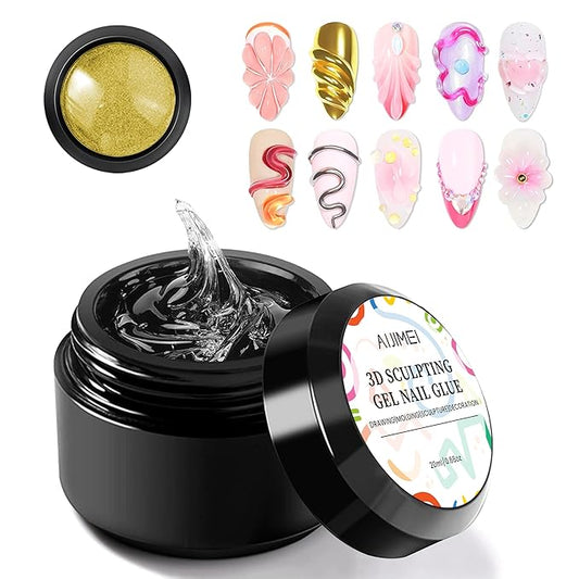 3D Sculpting Nail Gel & Chrome Nail Powder Kit:With Nail Chrome Powder Unleash Your Creativity with Stunning 3D Designs & Dazzling Chrome Finishes 3D Molding Gel 10ml for Gel Nails for Nails Art