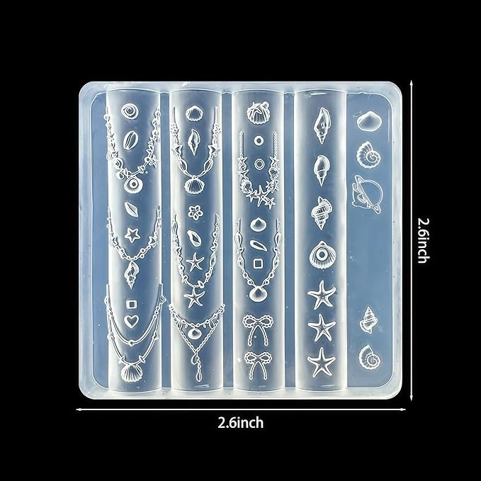 3D Shell Nail Art Molds Summer Beach Design, Silicone Nails Tool Y2k Decoration
