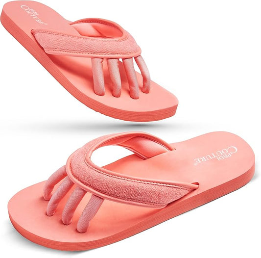 Pedi Couture Pedicure Sandals with Built In Toe Separators for Women - Comfortable Spa Style Flip Flops for Home, Salon, Yoga & Gym Use