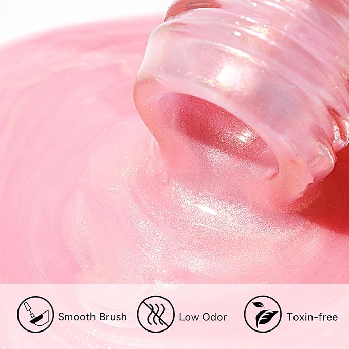 MIZHSE Nail Polish: 15Ml Mermaid Pearl Nail Polish Pink Aurora Effect Nail Polish, Fingernail and Toenail Polish Glossy Long Lasting Nail Polish Trendy DIY at Home Nail Gift Spree