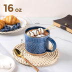 GBhome 16 oz Coffee Mugs Set of 4, Stackable Ceramic Coffee Cups Set | Modern - Image 2