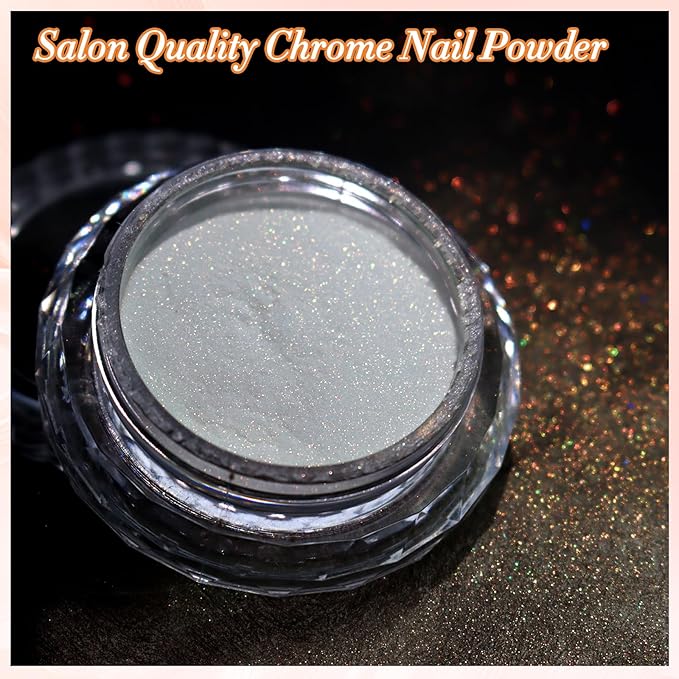 Unicorn Chrome Nail Powder, Aurora Unichrome Mermaid Aurora Nail Powder Pigment Pearlescent Nail Art Glitter Decoration for Home DIY Nail Salon Manicure - Butterfly Elves