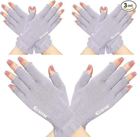 GSAFEME Cotton Gloves for Dry Hands - Fingerless Touchscreen Moisturizing Gloves for Sleeping - Cotton Eczema Gloves for Men and Women, Purple L/XL 3 Pairs