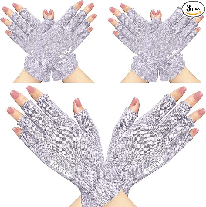 GSAFEME Cotton Gloves for Dry Hands - Fingerless Touchscreen Moisturizing Gloves for Sleeping - Cotton Eczema Gloves for Men and Women, Purple S/M 3 Pairs