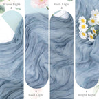 3 Pack Dusty Blue Cheesecloth Table Runner 35x120inch, Boho Rustic Semi Sheer - Image 5
