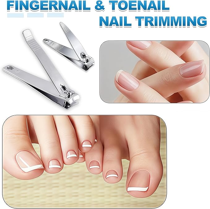 20-Pack Stainless Steel Fingernail Toenail Nail Clippers Bulk Set - 16 Small +4 Medium Size Nail Care Set Toe & Finger Nail Clipper for Men/Women Travel, Homeless Care Supplies