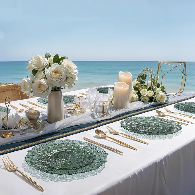 U-QE 60PCS Clear Green Plastic Plates - Image 4
