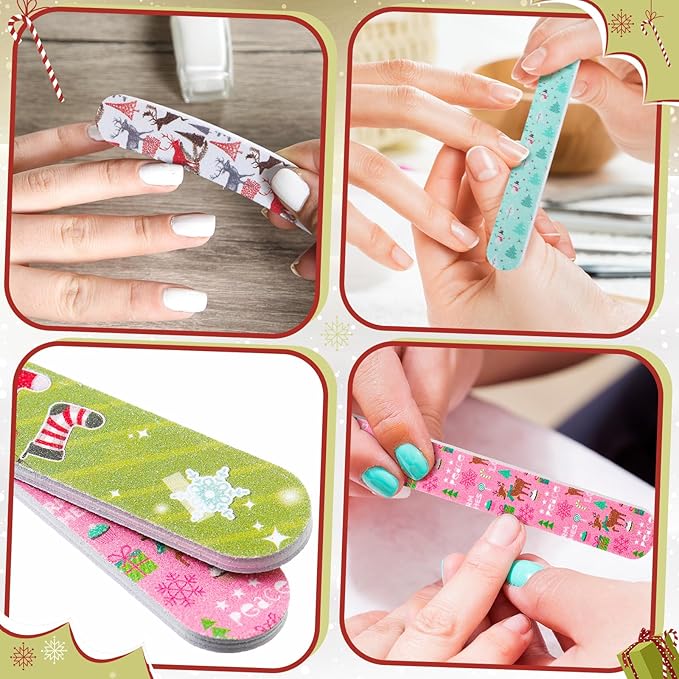 45 Pack Christmas Nail Files Gifts Bulk Holiday Emery Boards Double-Sided Christmas Party Nail Files Bulk Stocking Stuffers Christian Gifts for Women Customers Coworkers Staff(Santa)