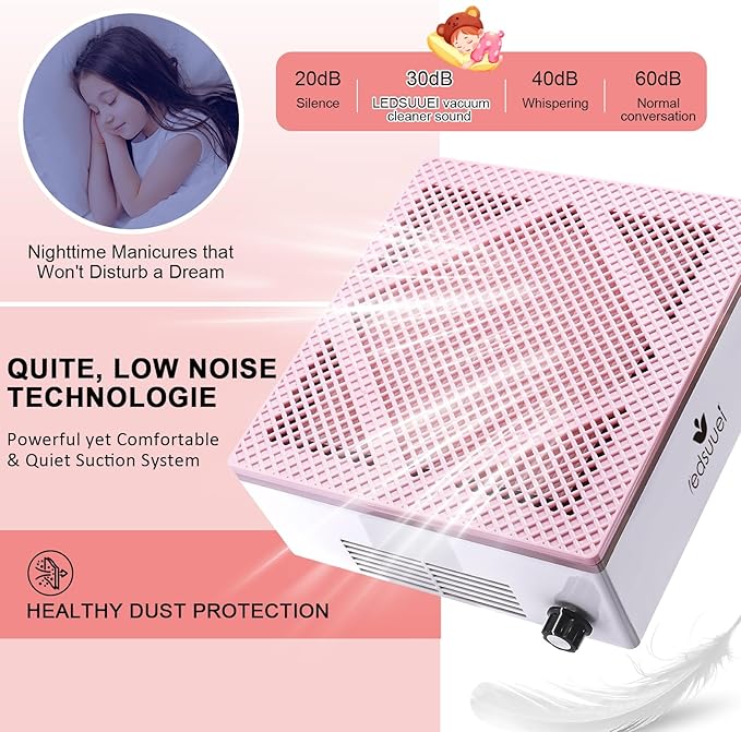 80W Nail Dust Collector Super Powerful Dust Collector Nail Tech with Reusable Filter Adjustable Nail Vacuum Dust Collector Electric Dust Suction Machine for Acrylic Gel Nail Polishing