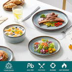 vancasso PLAYA Plates and Bowls Sets, 18 Pieces Light-Blue Dinnerware Sets - Image 3