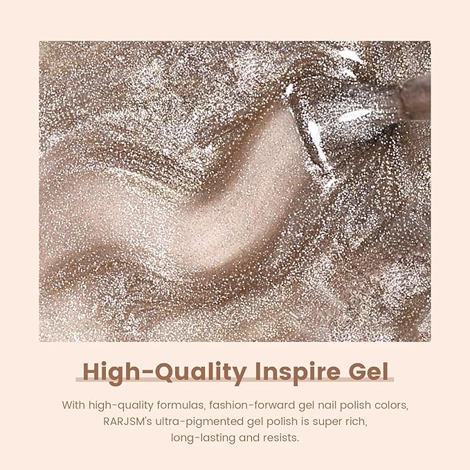 RARJSM Cat Eye Gel Nail Polish Nude Skin Tone Color Silver Glitter 15ml 9D Cateye Galaxy Universal Shimmer Velvet Ice Gel Polish with Magnetic Stick UV LED Curing Require Soak Off Home Salon