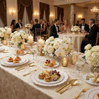 100Pcs White Gold Scalloped Plastic Dinner Plates Set - Image 2