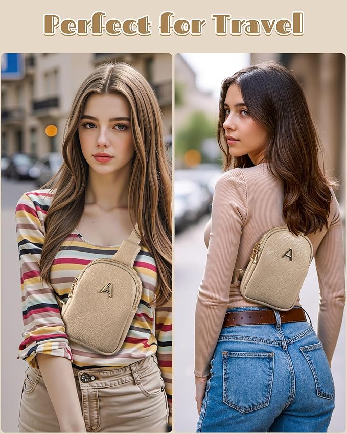 Gifts for Teen Girls Women, Initial Cross Body Fanny Pack for 6-8, 9-12, 13-19 Year Old Teen Girls, Cute Sling Purse, Travel Crossbody Bags, Tween Girls Trendy Stuff for Daughter Granddaughter