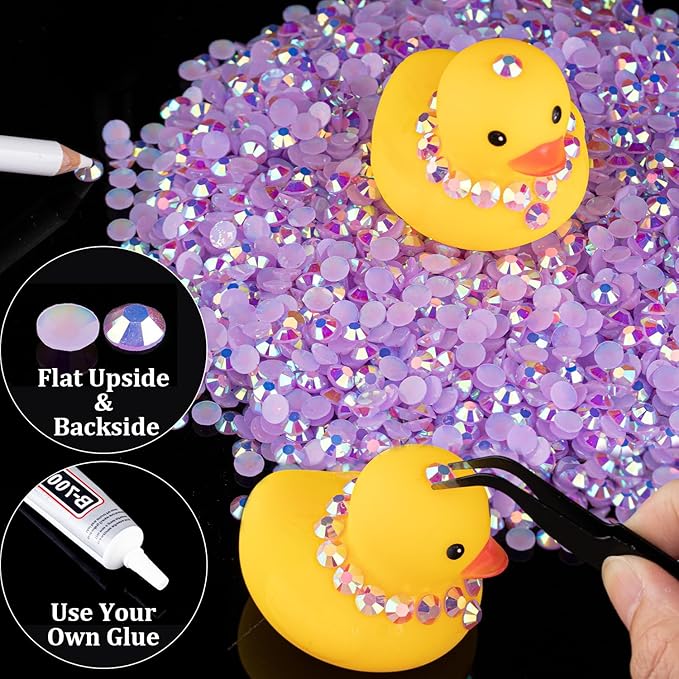 6000pcs 4mm Resin Rhinestones Bulk, Lavender Purple AB Flatback Round Jelly Rhinestones Bedazzling Non Hotfix Crystal Gems Large Quantity Wholesale for DIY Crafts Clothes Tumblers Face Makeup Manicure