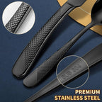 Hammered 30-Pieces Set Black Silverware Set - Image 6