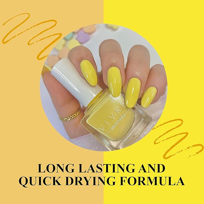 VIVRE Cosmetics Quick Dry Shiny Halal Nail Polish - Vegan, Non Toxic, Long Lasting, Breathable & Water Permeable - Going Bananas
