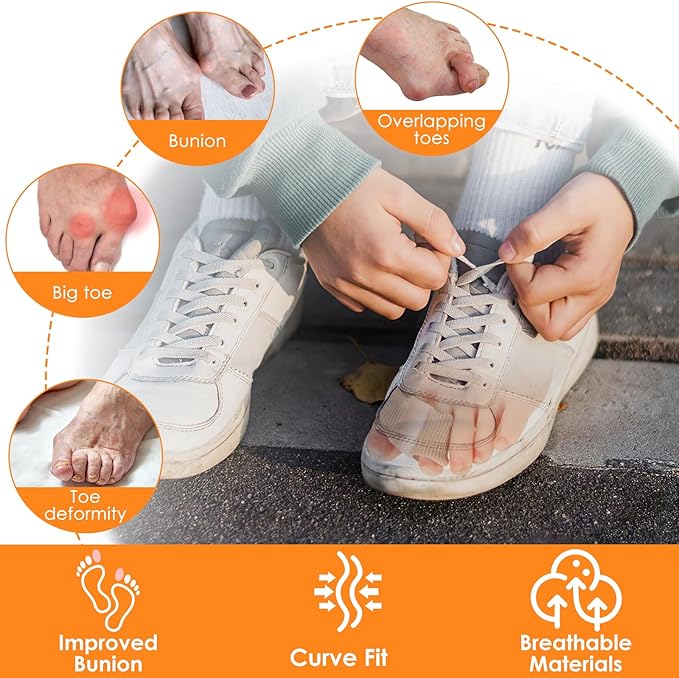 4 Pack Gel Toe Separators, Toe Spacer Toe Separators for Overlapping Toes Hammer Toe Corrector for Women Men Bunion Corrector with 2 Loops for Feet, Hammer Toe Straightener(2PC)