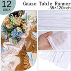 12 Pack White Cheesecloth Table Runner 35 x 120 Inch | Boho Gauze Fabric - Image 5