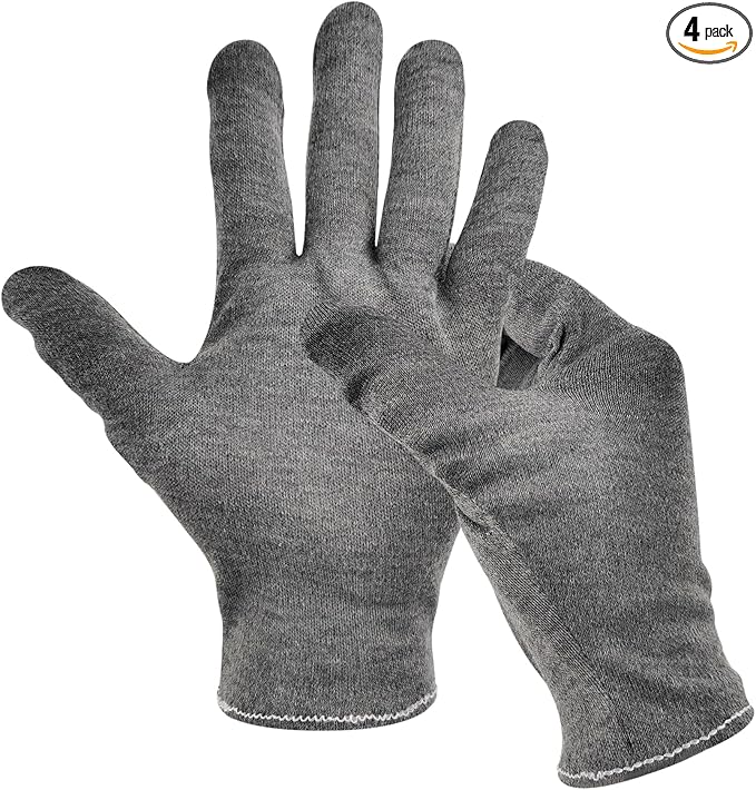 2 Pairs(4Pcs) Cotton Gloves for Eczema and Dry Hands, Moisturizing Gloves, Work Gloves for Men, Women, SPA, Jewelry Inspection (Grey, 2 Pairs)