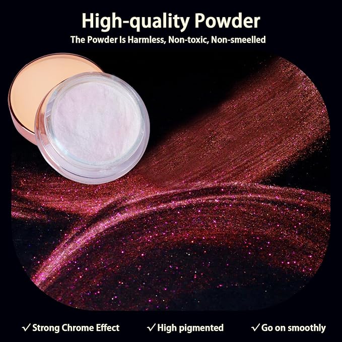 Allstarry Unicorn Chrome Nail Powder, Aurora Mermaid Iridescent White Pearl Nail Chrome Powder Pigment Glitter Fairy Dust for Nail Art, Manicure, Gel Nail Polish - Coral World