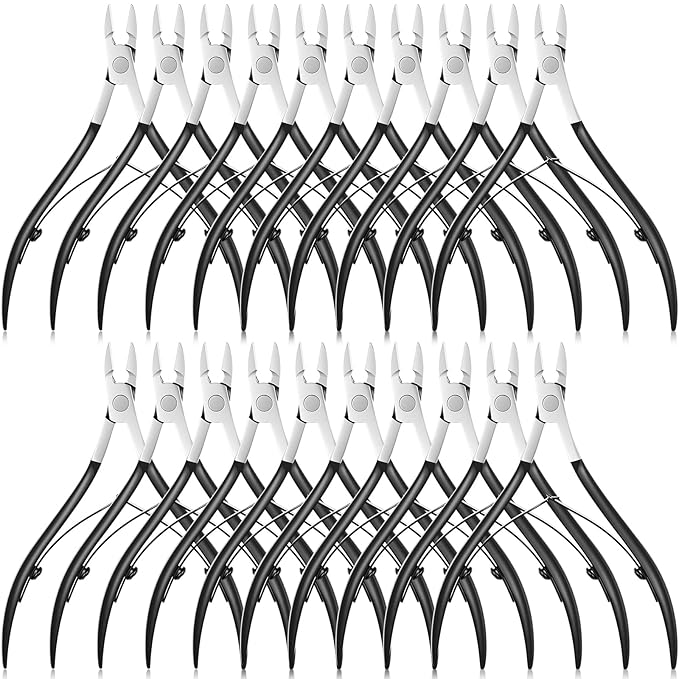 Chumia 20 Pcs Cuticle Trimmer Stainless Steel Cuticle Nippers, Nail Edge Cutter Clippers Dead Skin Trimmer Pointed Pedicure Manicure Nipper Remover Care Tools Bulk for Fingernails Toenails (Black)