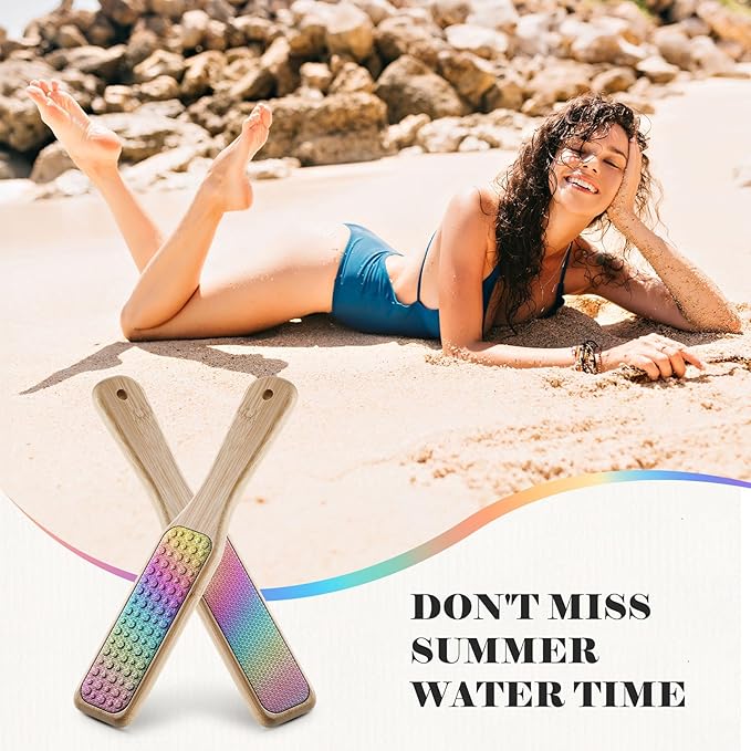 BALUCA Foot File, Double Sided Foot Scraper Callus Remover, Foot Rasp for Cracked Heel and Foot Scrubber Corn Removal Foot Care Tools - Rainbow