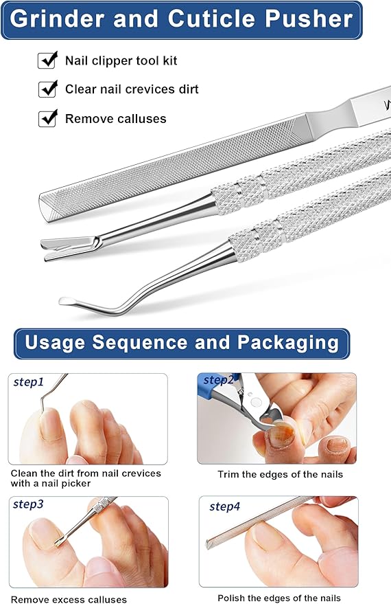 Toenail Clippers for Seniors Thick Toenails, Heavy-Duty Toenail Clippers, Adult Thick Toenail Long Handle,Aluminum Storage Box (Blue)
