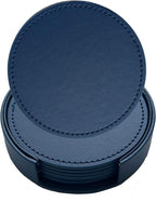 Set of 6 Leather Coasters, Round Coasters by PACEKONER