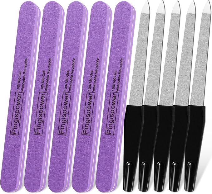Nail Buffer Block, 10PCS Professional Nail Files and Buffers for Natural Nails, 100/180 Grit Double Sided Washable & Reusable Manicure Tools Kit for Women, Home, Salon & Travel