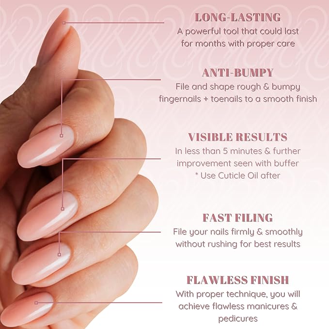 Tammy Taylor 100 Grit Acrylic Finger Nail Files for Women, 100/180 Limas Para Uñas & Emery Boards for Nails, Professional Manicure Tools, Salon Art Supplies & Accessories, Disposable Fingernail File