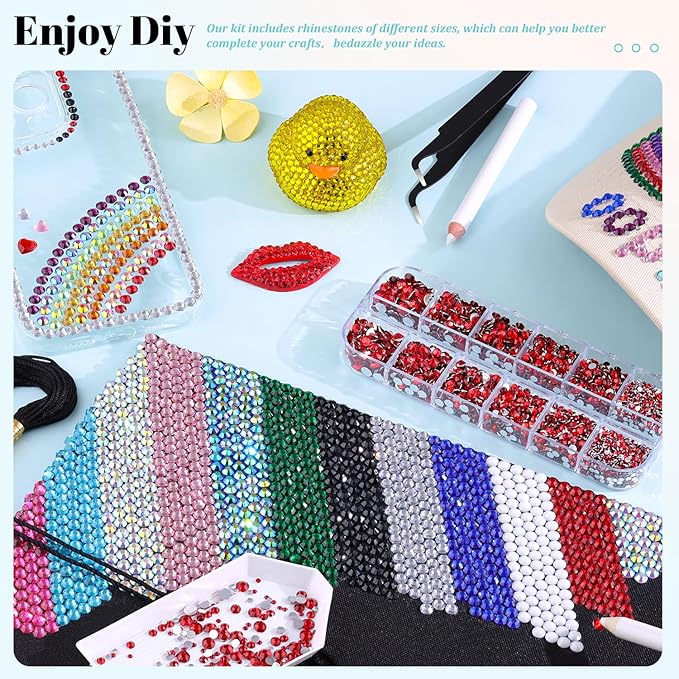 6100Pcs Resin Red Rhinestones for Bedazzling with 2Pcs 10ml B7000 Jewelry Glue, 1 Box Flatback Gems Crystals Diamonds for Makeup Crafting Nail Art