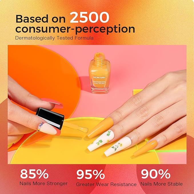 Morovan Coral Nail Polish Set: Grapefruit Maple Leaf Yellow Nude Orange Pink Red Peach Peachy Nail Polish Bulk Quick Air Dry Mini Toe Pack DIY Art Salon Summer Gift for Women