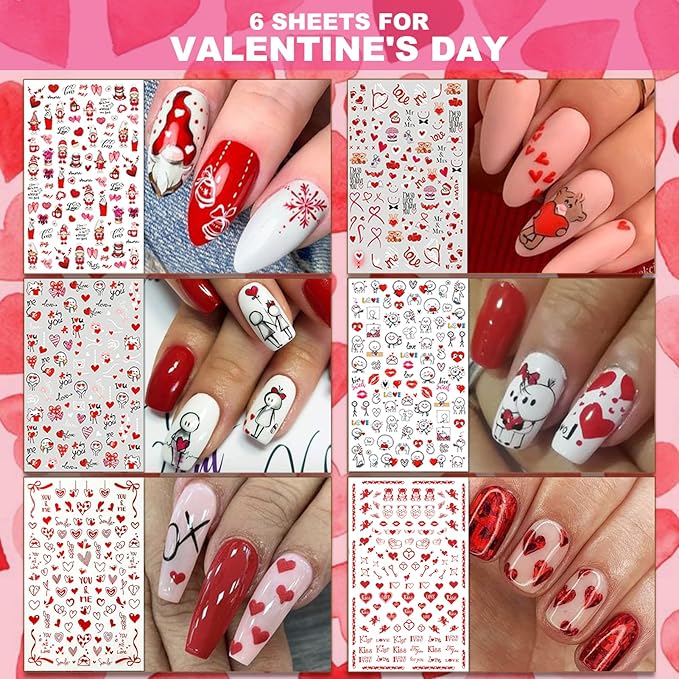 30 Sheets All Holiday Nail Art Stickers, Variety Pack Seasonal Nail Decals for All Year, Self-Adhesive Pegatinas Uñas St. Patrick's Independence Day Halloween Fall Christmas Heart Design
