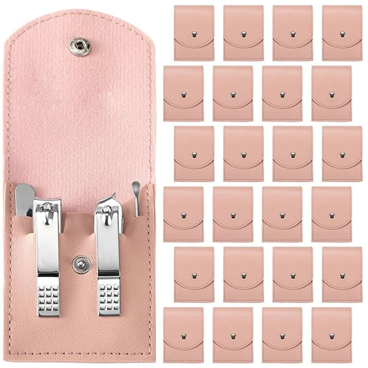 Lasnten 24 Set Christmas Manicure Set Bulk Nail Clippers Grooming Nail Kit Stainless Steel Professional Pedicure Kit Pedicure Tools with Travel Case Gifts for Xmas Men Women(4 in 1,Pink)