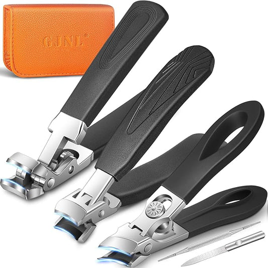 Nail Clippers for Thick Nails, Ultra Sharp Angled Head Toenail Clippers for Thick Toenails, 45° Slanted & Wide Jaw Opening Nail Clippers for Men, 5PCS