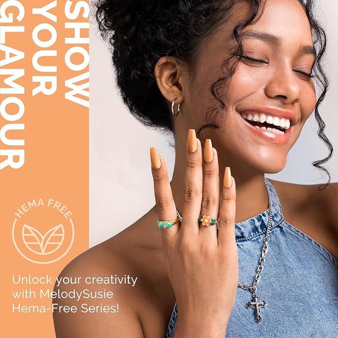 MelodySusie Hema Free Gel Nail Polish, 0.5 Fl Oz Thick Light Orange Gel Polish, Non-Toxic, Long Lasting, Soak Off UV Nail Polish, Manicure Nail Design Salon DIY Nail Art at Home K1465