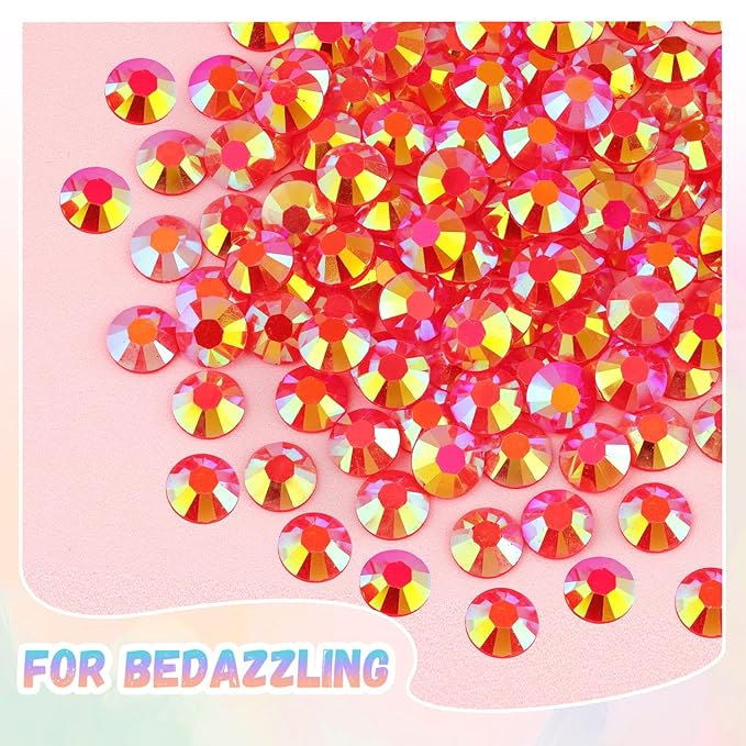 30000Pcs Resin Rhinestones for Bedazzling with 3Pcs B7000 Jewelry Glue, Red AB Flatback Gems Rhinestones for Crafting, Clothing Tumblers Mugs Shoes Fabric Decor Nail Art