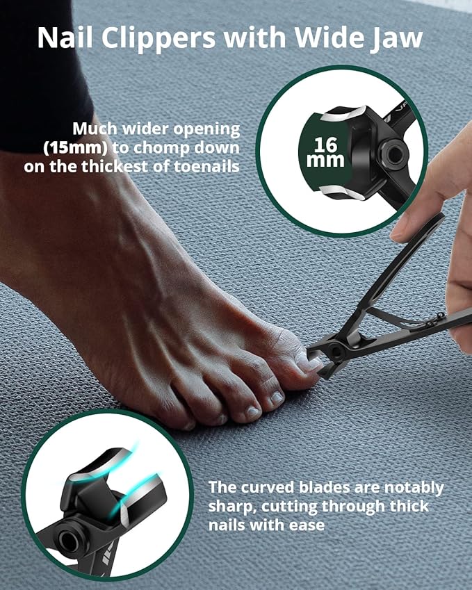 Nail Clipper Set 2 Pack, Heavy Duty Toenail Clippers for Thick Toenails and Sturdy Finger Nail Clippers with Catcher, Ultra Sharp Stainless Steel Nail Cutter Nail Clippers for Men Women Adult