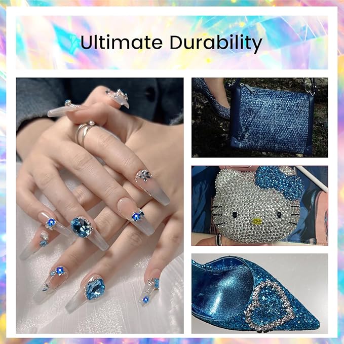 Novani Rhinestones 3000Pcs Flatback Crystal Round Loose Gemstones Glass Rhinestones for Crafts Makeup Nail Art Clothes Shoes DIY Decorations(SS8, 2.3-2.5mm,Sapphire AB)