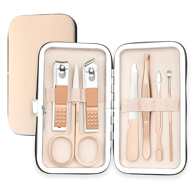Manicure Set, Nail Clipper Kit, Nail Clipper Set, Nail Care Kit, 8 In 1 Professional Manicure Kit Personal Care, Stainless Steel Facial Pedicure Care Tools, Grooming Kit for Women Men Rose Gold