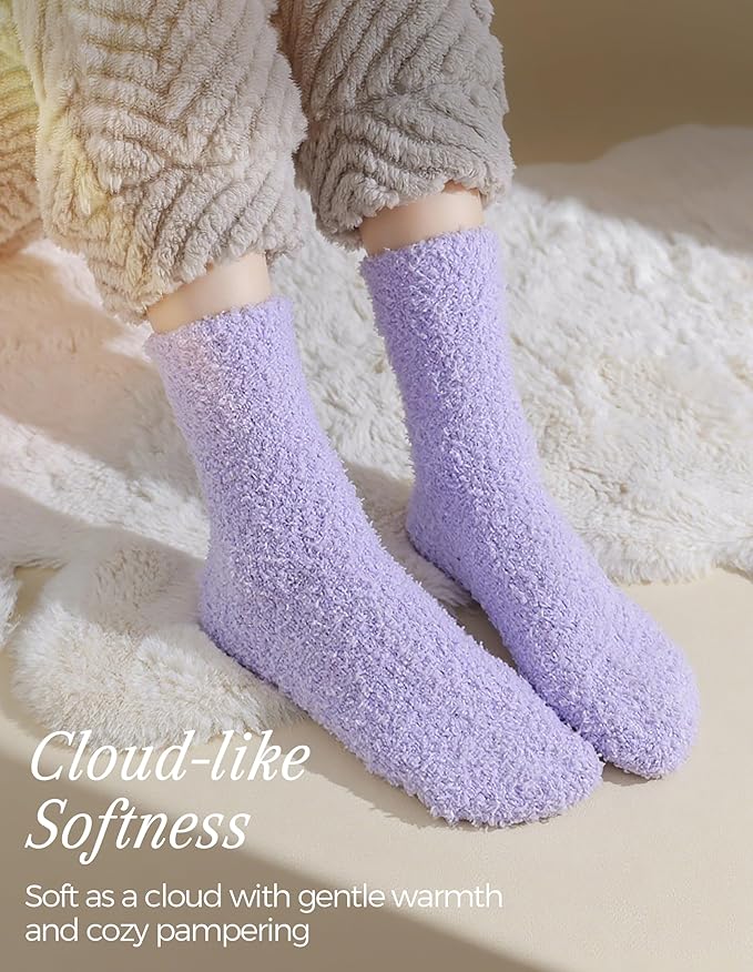 TEHOOK Warm & Cozy Gifts for Women, Stocking Stuufers, Fluffy Fuzzy Plush Sleeping Slipper Socks - Soft Warm Fabric