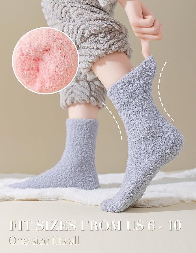 TEHOOK Warm & Cozy Gifts for Women, Stocking Stuufers, Fluffy Fuzzy Plush Sleeping Slipper Socks - Soft Warm Fabric