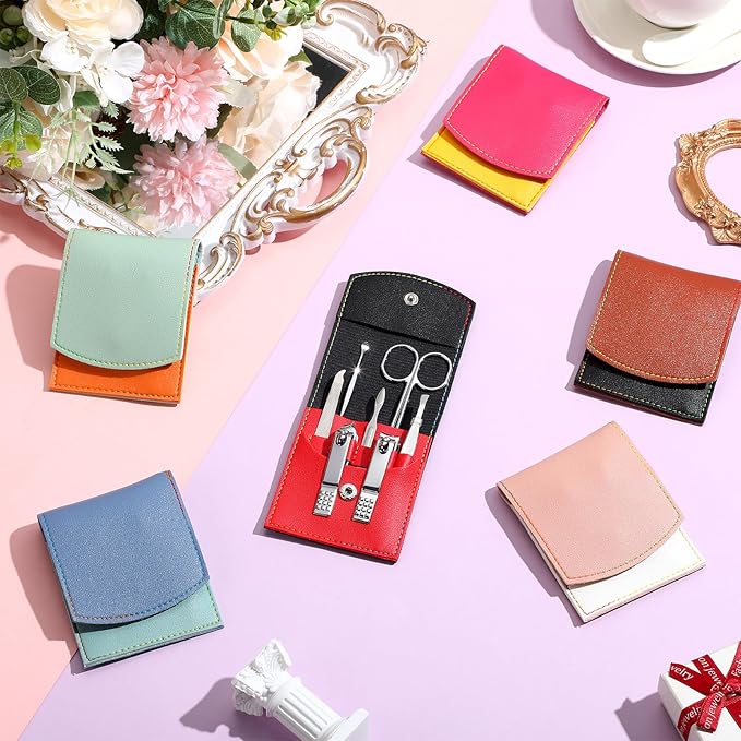 30 Set Manicure Kit Bulk Nail Clippers 7 in 1 Mini Nail Clippers Stainless Steel Professional Care Pedicure with Travel Bag Grooming Kit for Christmas Women Men Home(Vivid Color,Cute)