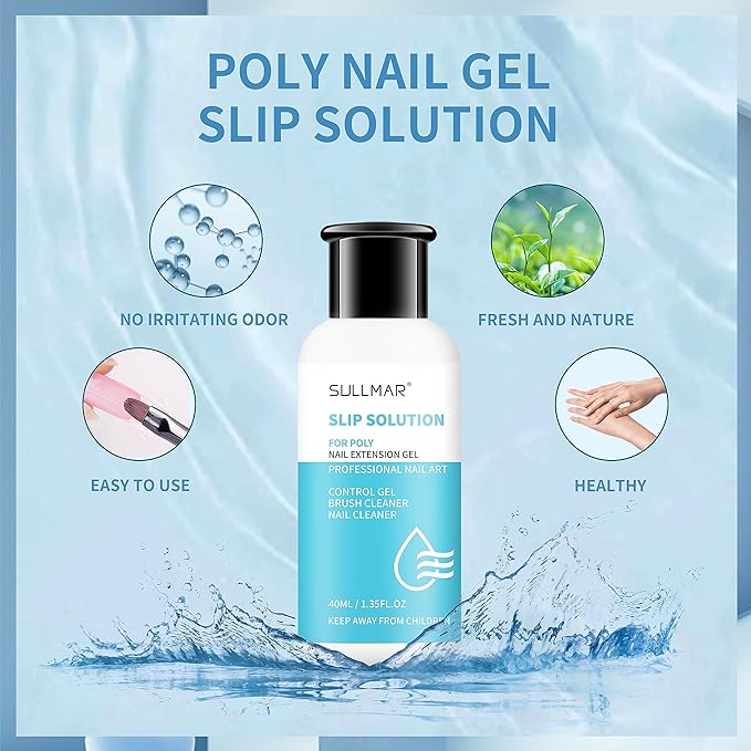 Nail Slip Solution 2.7 fl.oz for Poly Nail Gel Kit Professional Nail Extension for Nail Thickening Solutions