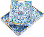 Hiceeden Set of 2 Boho Floral Serving Tray by Hiceeden