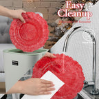 U-QE 60PCS Clear and Red Plastic Plates - Image 9