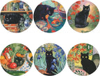 Cat Coasters Leather Round Drink Coasters 6 Pcs Set - Image 2