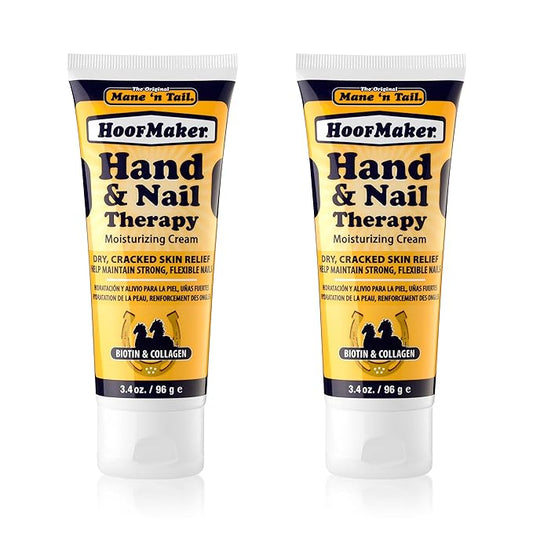 Mane 'n Tail Hoofmaker Hand & Nail Therapy (3.4 Oz Each, 2 Pack) – Fragrance-Free, Biotin & Collagen-Enriched Moisturizing Cream for Dry, Cracked Skin & Nails