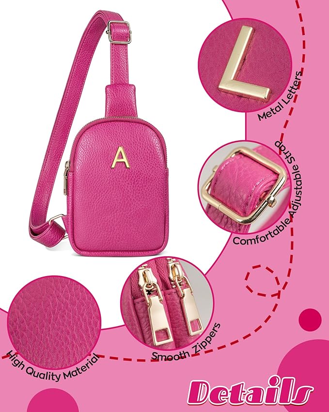 Gifts for 6 7 8 9 10 11 12 13 14 15 16 Year Old Girls, Initial Cross Body Fanny Pack, Cute Sling Purse for Teens, Travel Crossbody Bags for Daughter Granddaughter, Tween Girls Trendy Stuff